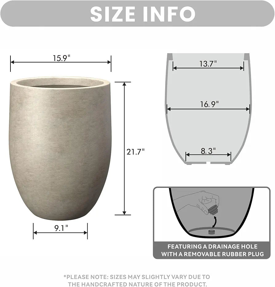 Kante 21.7-Inch Weathered Concrete Tall Planter