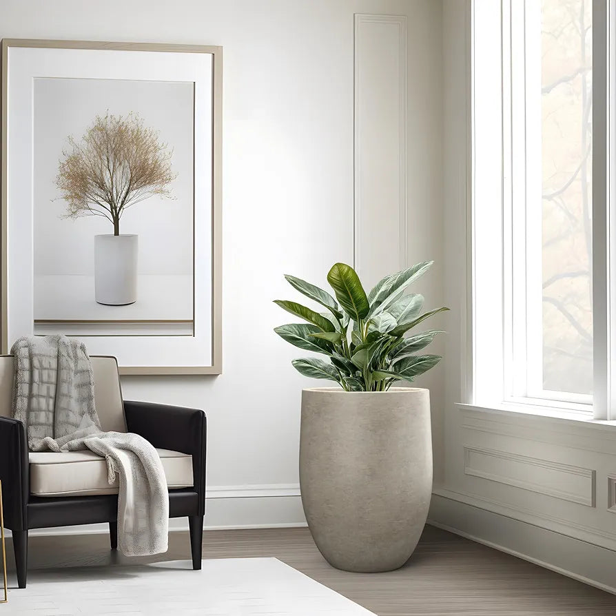 Kante 21.7-Inch Weathered Concrete Tall Planter