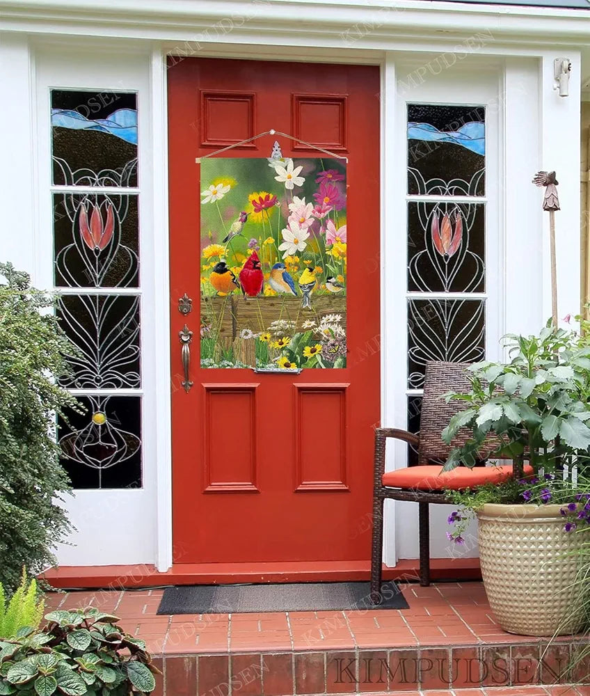 Hummingbird Floral Garden Flag 28x40 Double Sided